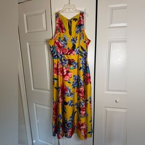 Yellow floral floor length dress